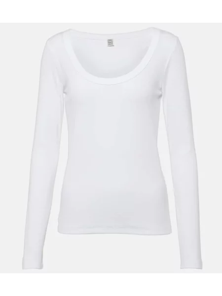 Dzianinowy top Toteme prążkowany biały