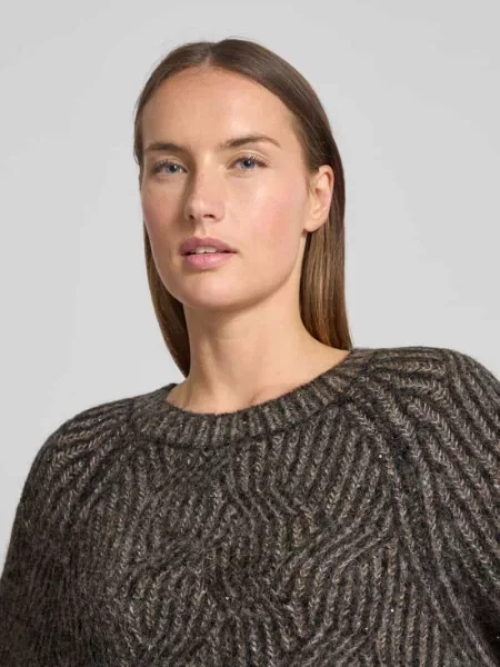 Sweter z dzianiny w kroju relaxed fit z mieszanką wełny i alpaki Model Unnur' Mos Mosh