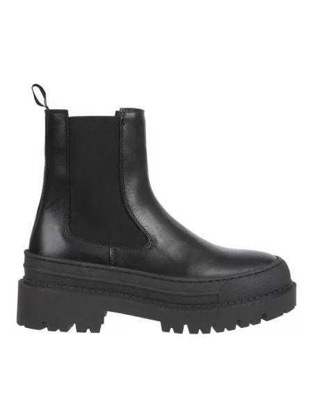 Sztyblety Tommy Jeans skórzane na platformie czarne