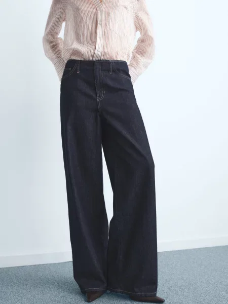 Широкі джинси MANGO темно-синій сині