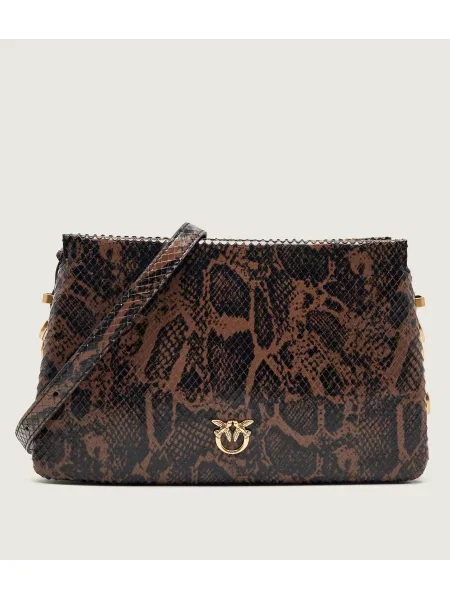 Pinko De piele geantă pe umăr Triplet Mini Python maro