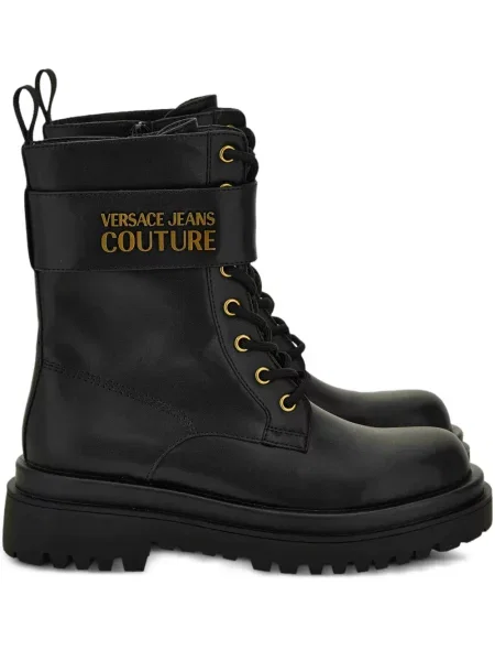 Botine Versace Jeans Couture cu șireturi din dantelă negru