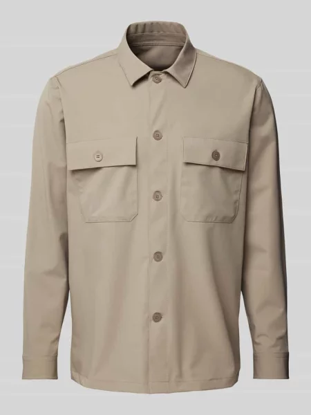 Kurtka koszulowa w kroju regular fit z na piersi z patkami Roy Robson beżowa