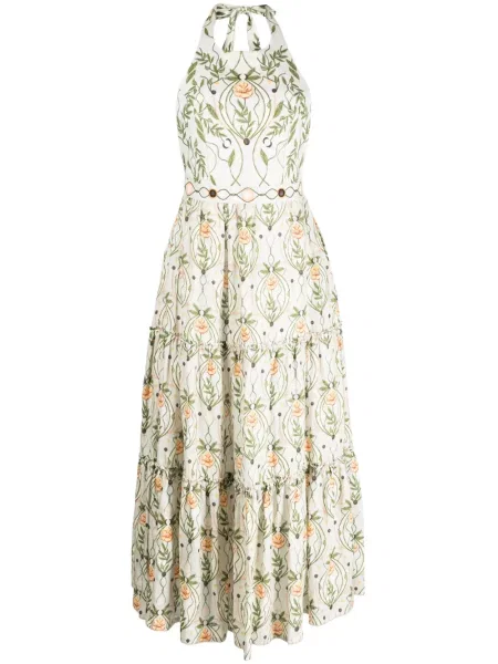 Rochie Agua By Agua Bendita cu model floral cu imagine cu gât halter verde
