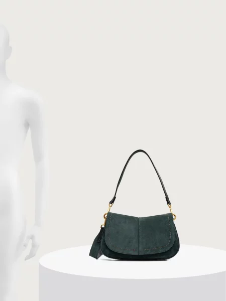 Gianni Chiarini чанта crossbody дамска от велур HELENA ROUND зелено
