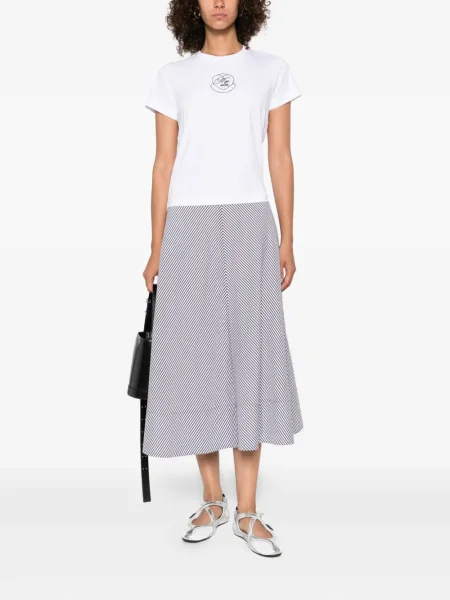 Tricou Moncler cu broderie cu motiv cu inimi alb