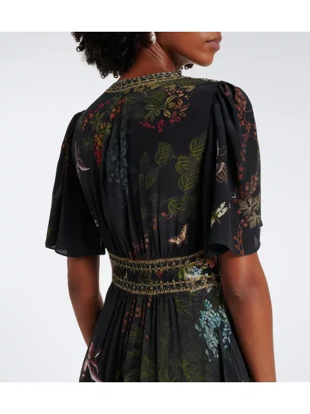 Rochie maxi Camilla din satin cu imagine negru