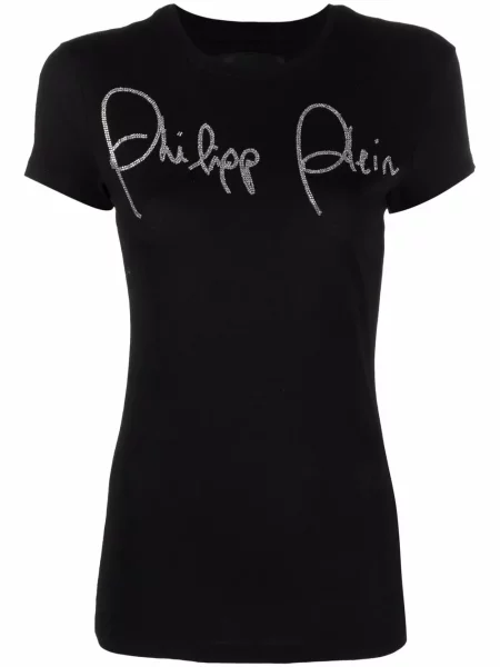 Tricou Philipp Plein de cristal scurt negru