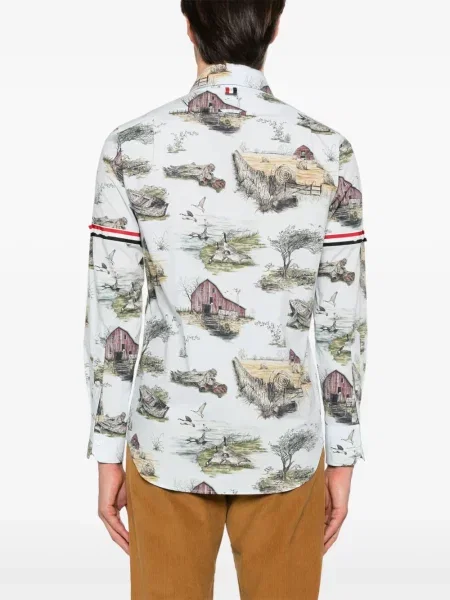 Cămașă Thom Browne cu imagine albastru