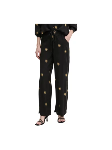Never Fully Dressed spodnie Gold Sun Elissa szerokie high waist czarny