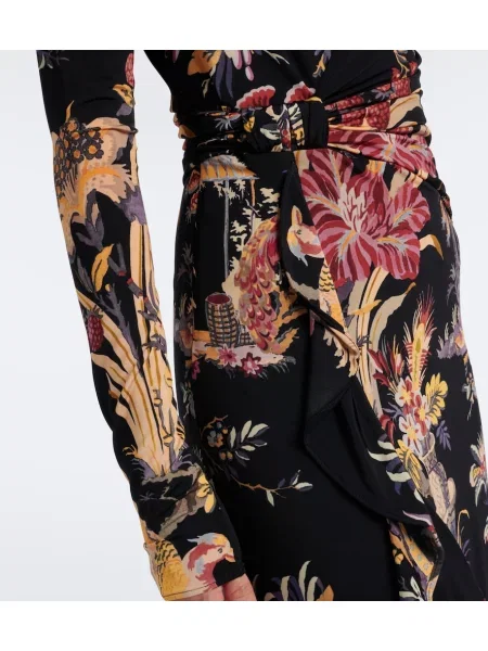 Rochie maxi Etro cu imagine din jerseu negru