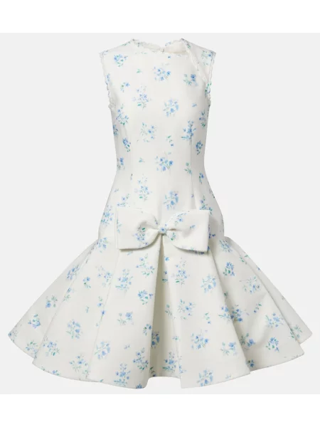 Rochie Shushu/tong de mătase cu model floral alb