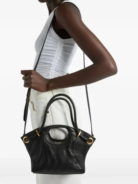 Geantă shopper Balmain din piele negru
