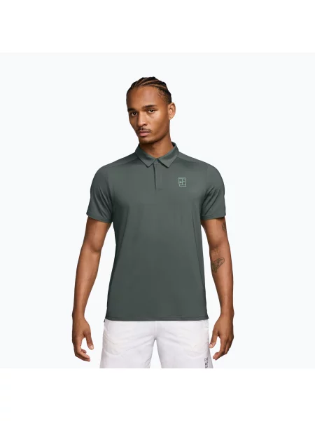 Tricou polo de tenis pentru bărbați Nike Court Dri-Fit Advantage camo green/cucumber calm verde