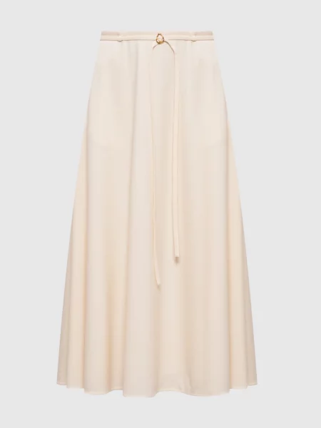 Спідниця міді з вовни Agnona бежева