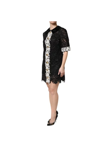 Sukienka mini Dolce And Gabbana koronkowa czarna