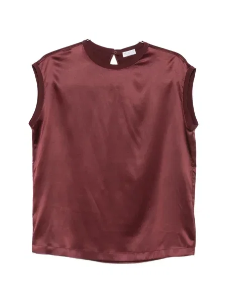 Top Brunello Cucinelli din satin roșu