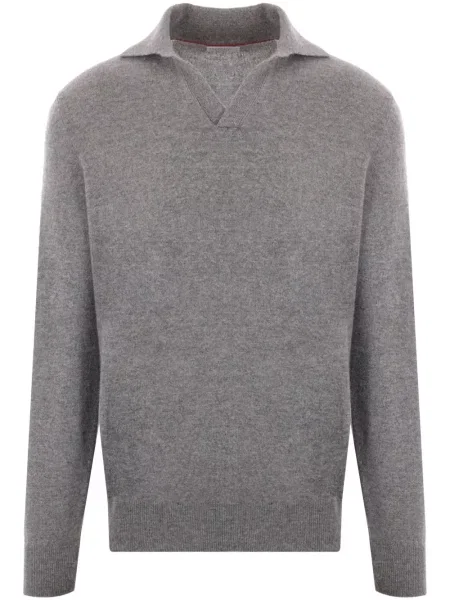 Kašmírový svetr Brunello Cucinelli šedý