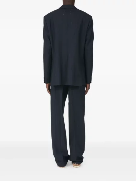 Μάλλινος ριγέ μπλέιζερ Maison Margiela μπλε