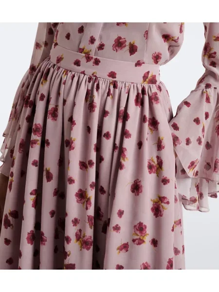 Fusta maxi Markarian din șifon cu model floral roz