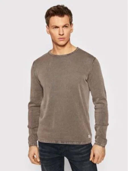 JACK & JONES Sveter JJLeo brokátová hnedá