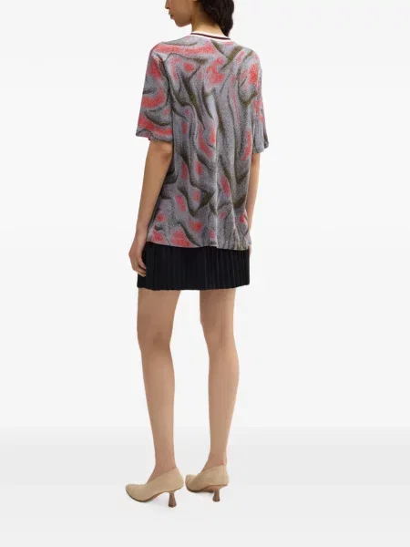 Tricou Maccapani cu broderie din jacard gri