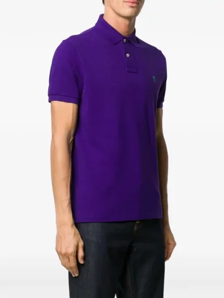 Λινό ριγέ polo Polo Ralph Lauren με κέντημα πράσινο