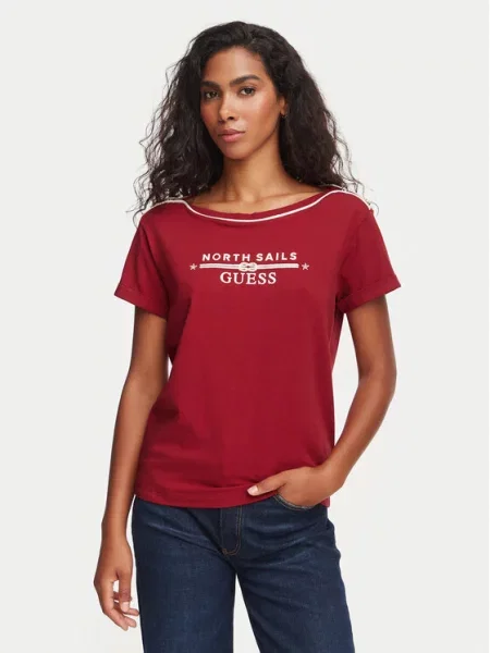 Guess T-shirt Tamno Regular Fit crvena