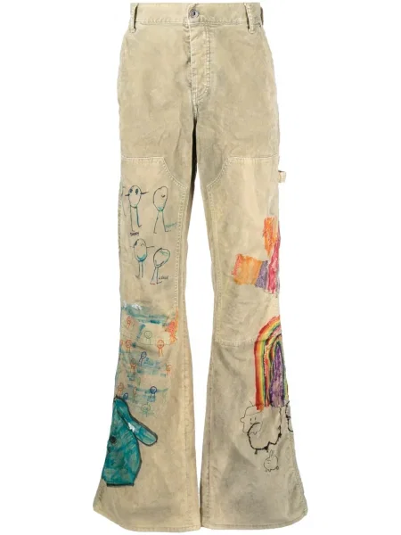 Pantaloni Off-white evazate alb