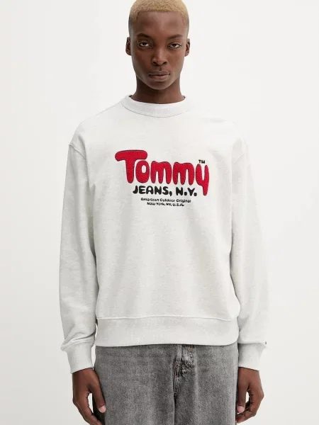 Dukserica Tommy Jeans s aplikacijom siva