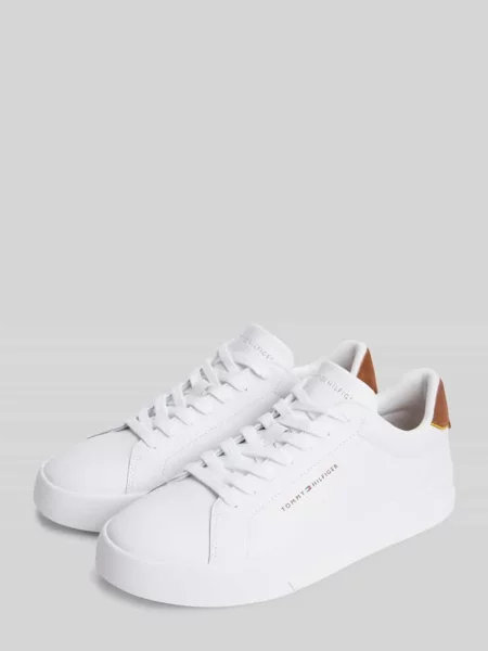 Sneakersy z mieszanki skóry z detalami z logo Tommy Hilfiger białe