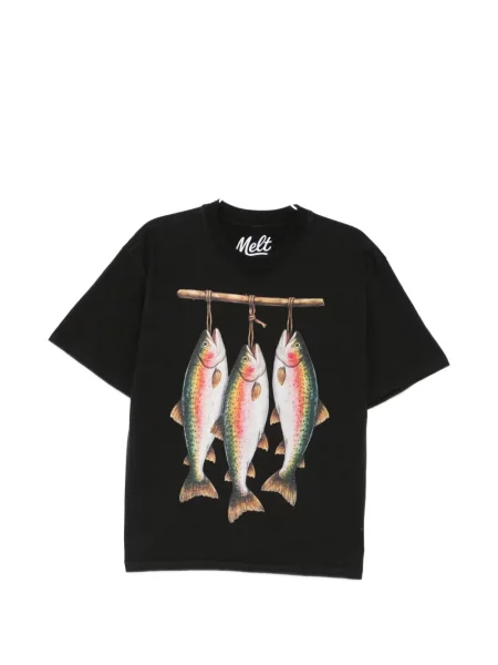 Tricou Melt cu imagine cu decolteu rotund negru