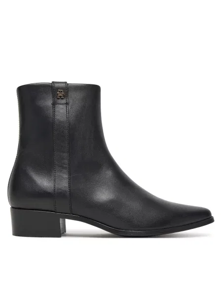 Usnjene škornji Tommy Hilfiger črna