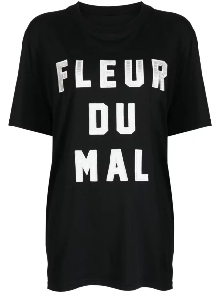 Tricou Fleur Du Mal cu broderie din jerseu negru