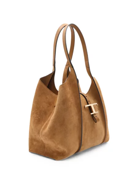 Geantă shopper Tod's din piele de căprioară maro