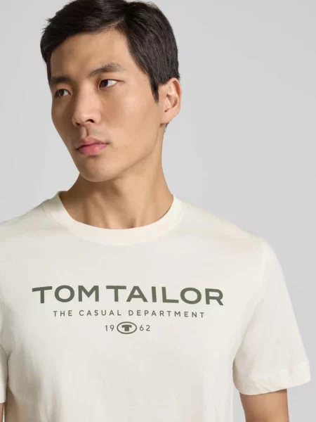 T-shirt o kroju regular fit z czystej bawełny Tom Tailor biała