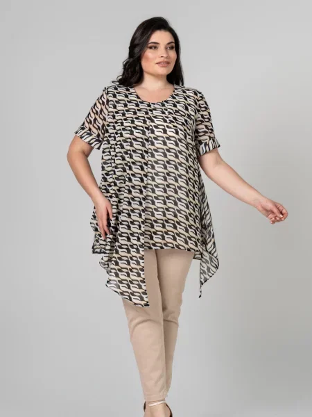 Туніка All Posa Комплект майка+накидка чорний/бежевий текстиль чорна