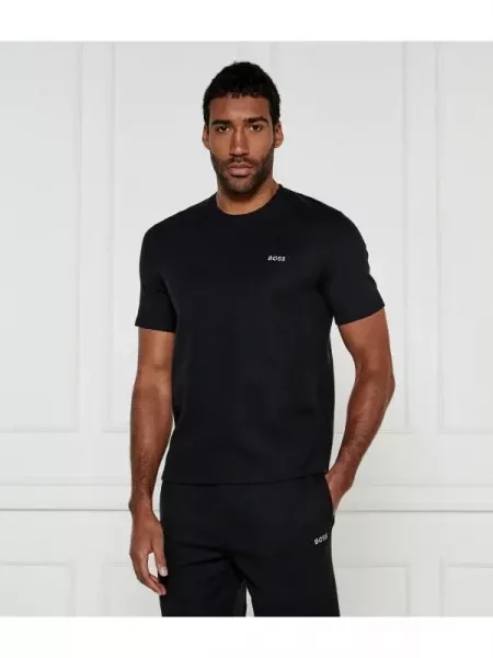 BOSS BLACK Tricou Waffle | Regular Fit negru
