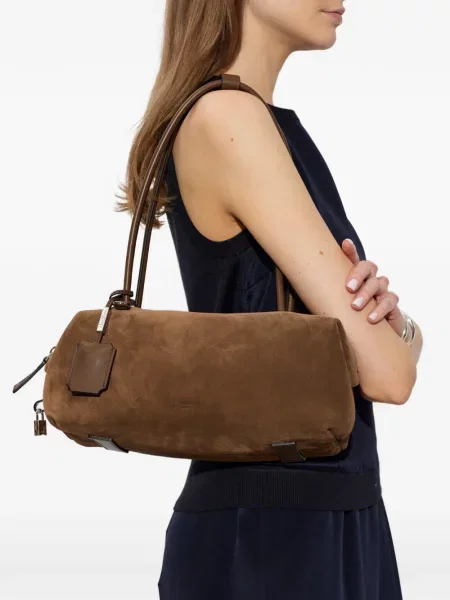 Geantă shopper Max Mara din piele de căprioară maro