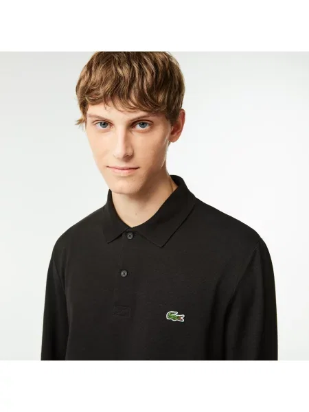 Lacoste Koszulka Polo Z Długim Rękawem Regular Fit czarna