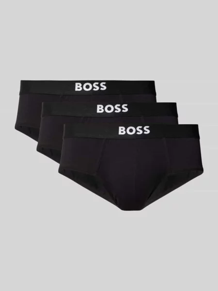 Figi z elastycznym paskiem z logo w zestawie 3 szt. model ‘ONE’ Boss czarne