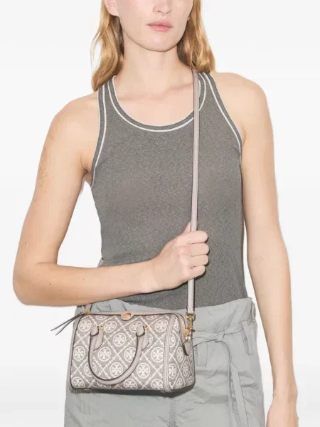 Geantă Tory Burch din jacard gri