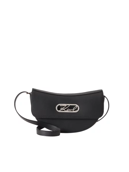 Karl Lagerfeld crossbody torbica usnjena K/SIGNATURE črna