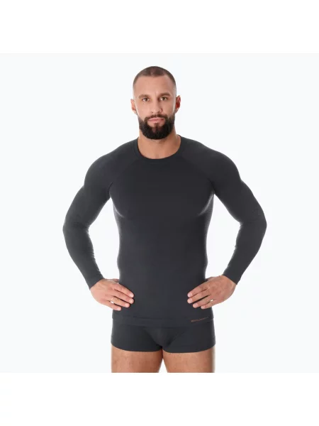 Longsleeve termoaktywny Brubeck Merino Active Wool grafitowy szara