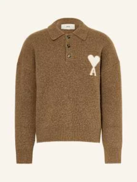 Ami Paris Sweter Z Dodatkiem Alpaki braun brązowy