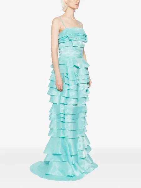 Sukienka Saiid Kobeisy z organzy garniturowa niebieska