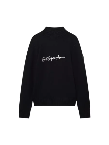 Sweter z golfem Emporio Armani Ea7 wełniany czarny