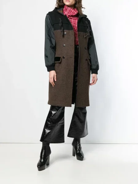 Dvouřadý kabát Jean Paul Gaultier Pre-owned s kapucí hnědý