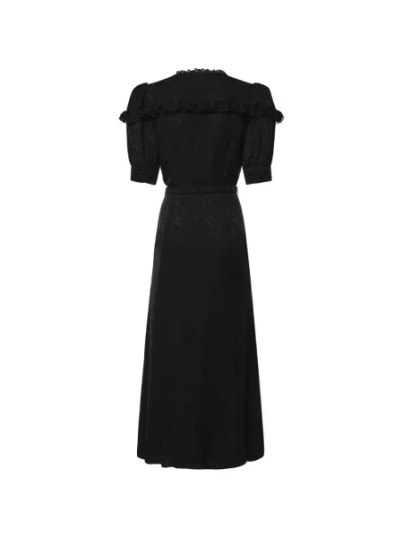 Rochie midi Alessandra Rich de mătase cu volane negru