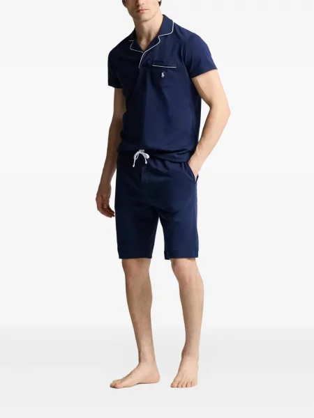 Tricou polo Polo Ralph Lauren cu dungi cu glugă de in albastru